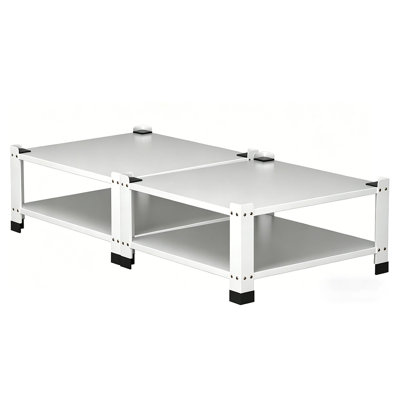Paquet de 2 piédestal robuste pour laveuse et sécheuse avec tablette de rangement, support universel pour appareil de buanderie L 28,3 po x l 28,3 po x H 14 po, base en acier d'une capacité de 660 lb