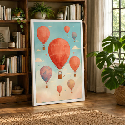 Balloons in Flight Boho - Wrapped Canvas