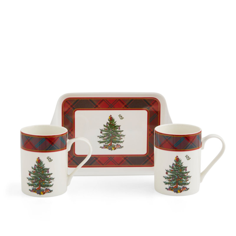 Arbre de Noël Pimpernel, 3 pièces, tasse et plateau St Tartan