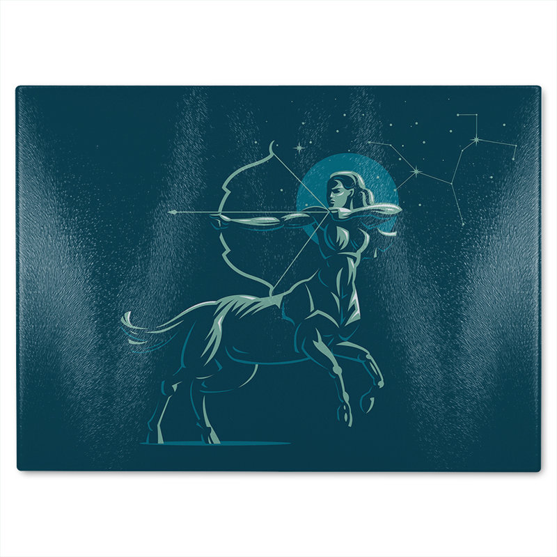 Zodiac Sagittarius Dining Glass Chopping Board, 28cm L x 20cm W