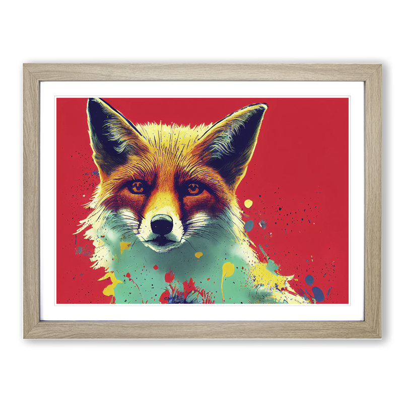XH1022-6623X Painted Fox Vol.5 Abstract - Single Picture Frame Print, Oak Framed, 46cm H x 64cm W x 2cm D
