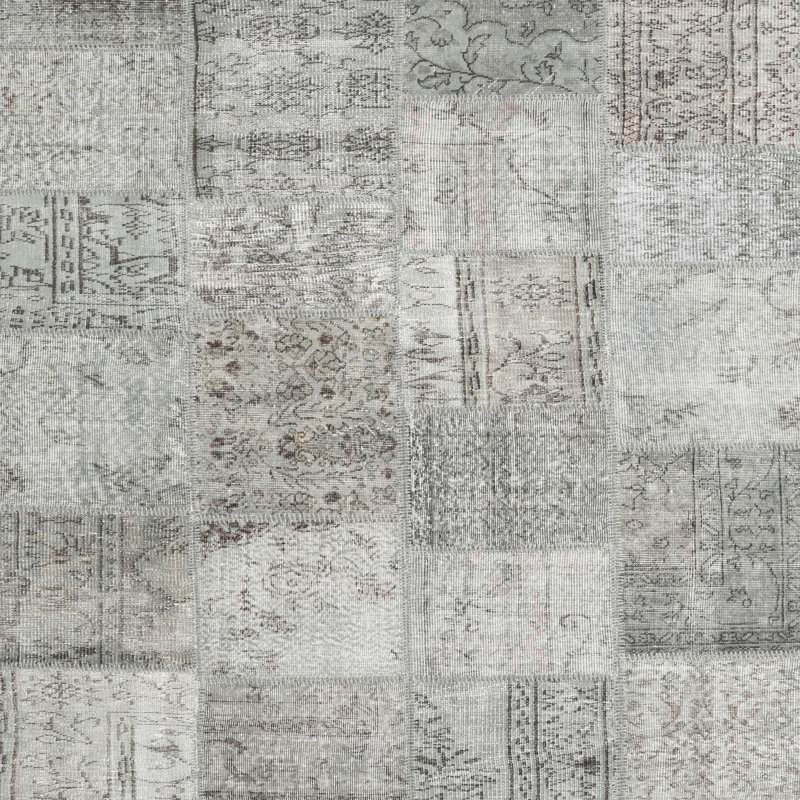 Tapis contemporain gris / beige, Carré 8 pi