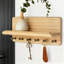 Porte-clés maison de campagne avec tablette flottante, organisateur mural en bois de pin rustique avec 6 crochets pour le hall d'entrée, le salon et la chambre-999335909