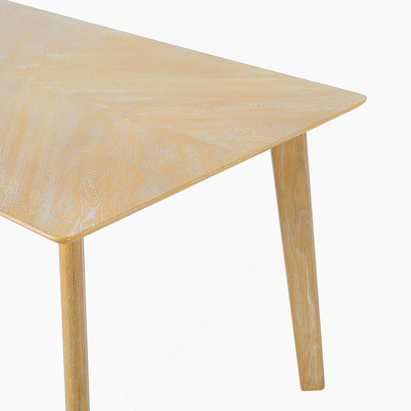 Table de salle à manger rétro, table de salle à manger pour 6 personnes, table de salle à manger rectangulaire minimaliste pour la salle à manger et la cuisine, pieds en bois d'hévéa