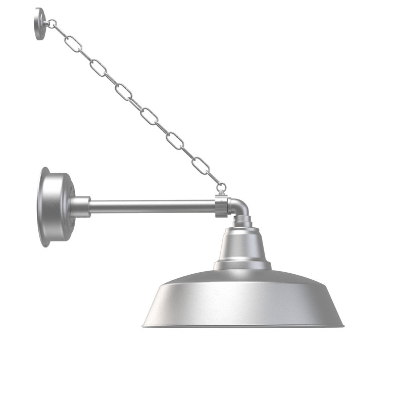 Luminaire de grange d'extérieur à DEL Vandervliet, H 10 po x l 16 po x P 25 po, Argent galvanisé