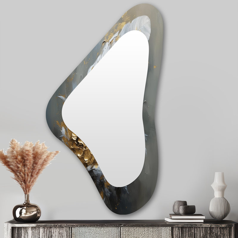 Miroir mural moderne en plumes dorées Boho Chic Feathers IV - Glam Feather