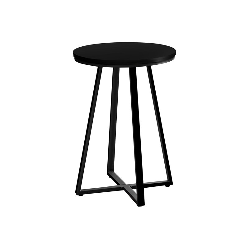 Table de bout élégante en stratifié noir avec base en métal pour le salon et la salle familiale, chambre à coucher, espace, bureau