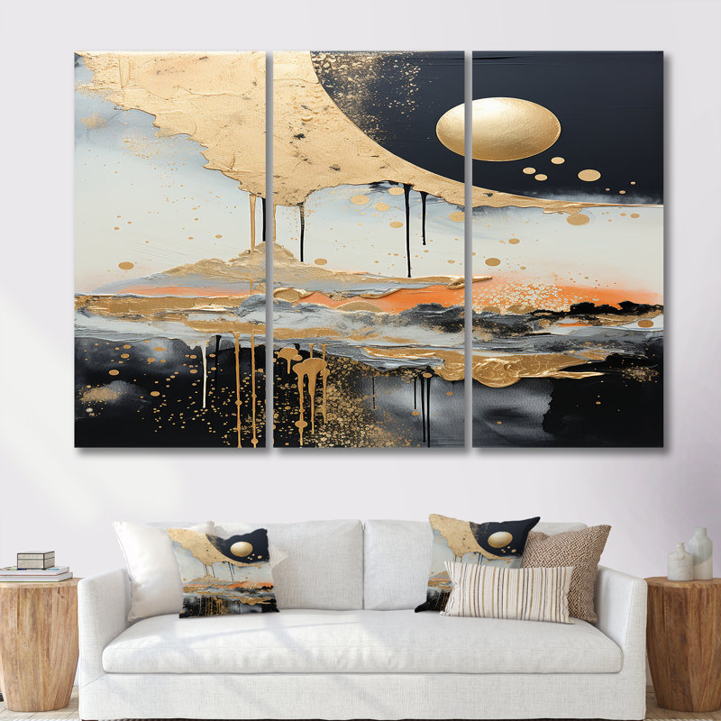 Adley - ensemble d'art mural paysage abstrait, Toile tendue, H 32 po x l 48 po x P 1 po