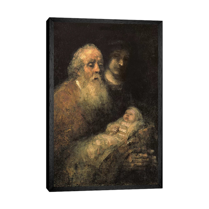 Simeon In The Temple, 1669 by Rembrandt Van Rijn - Painting on Canvas, Black Framed, 66.04cm H x 45.72cm W x 3.81cm D