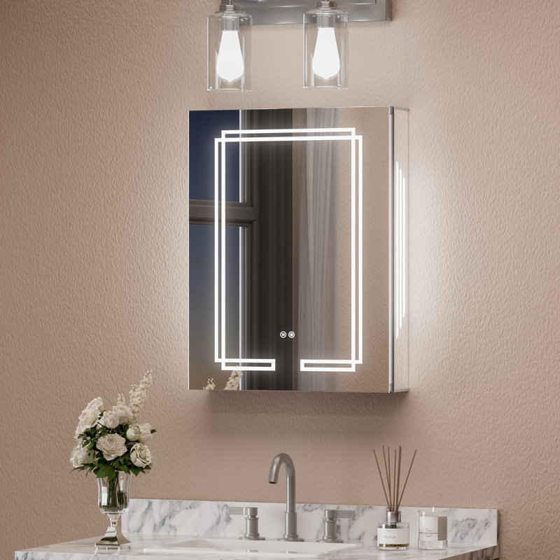 Pharmacie à DEL avec miroir, tablettes réglables, 20"