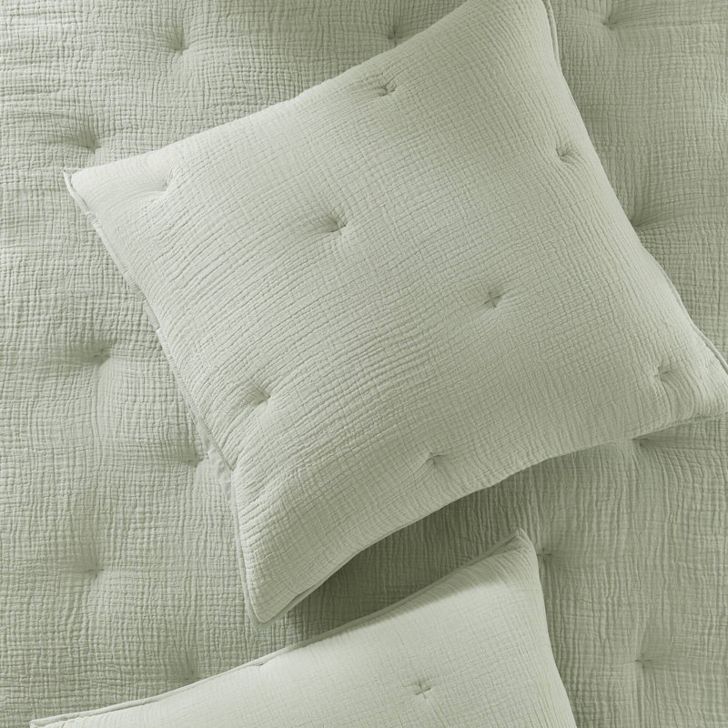 Comfortable Cotton Bedding Sets, Embroidered Euro Sham In Rustic Sage