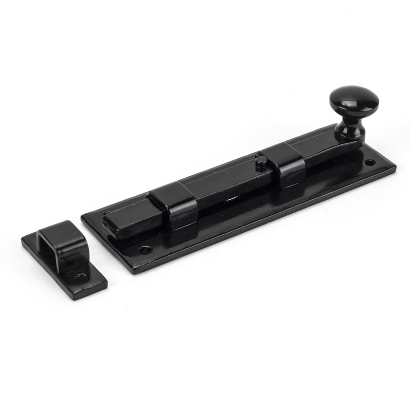 Straight Knob Bolt, Black, 5.2cm H x 15.8cm W x 3.4cm D