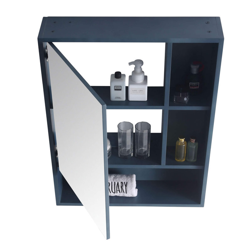 Armoire à pharmacie à montage en surface avec 4 tablettes Jensen, Gauche, Bleu