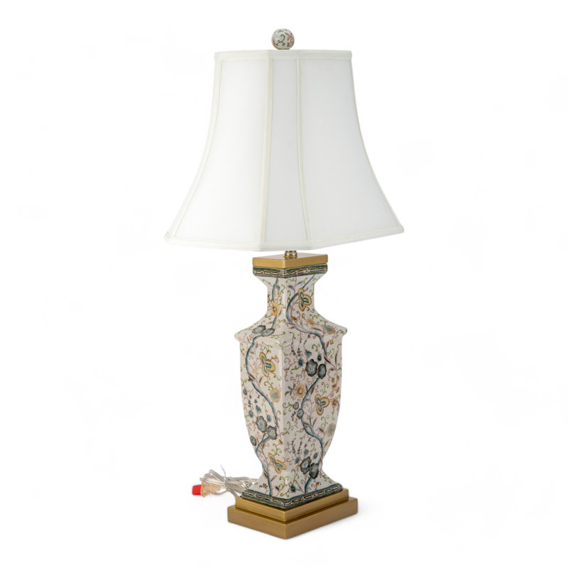 Twine Garden Hand Painted Porcelain Table Lamp with Gold Wood Base