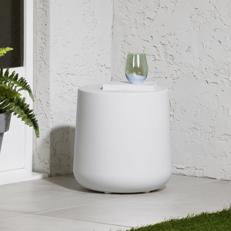 Dalya Round Outdoor Side Table , 15.75'' in. W 15.75'' in. D, White