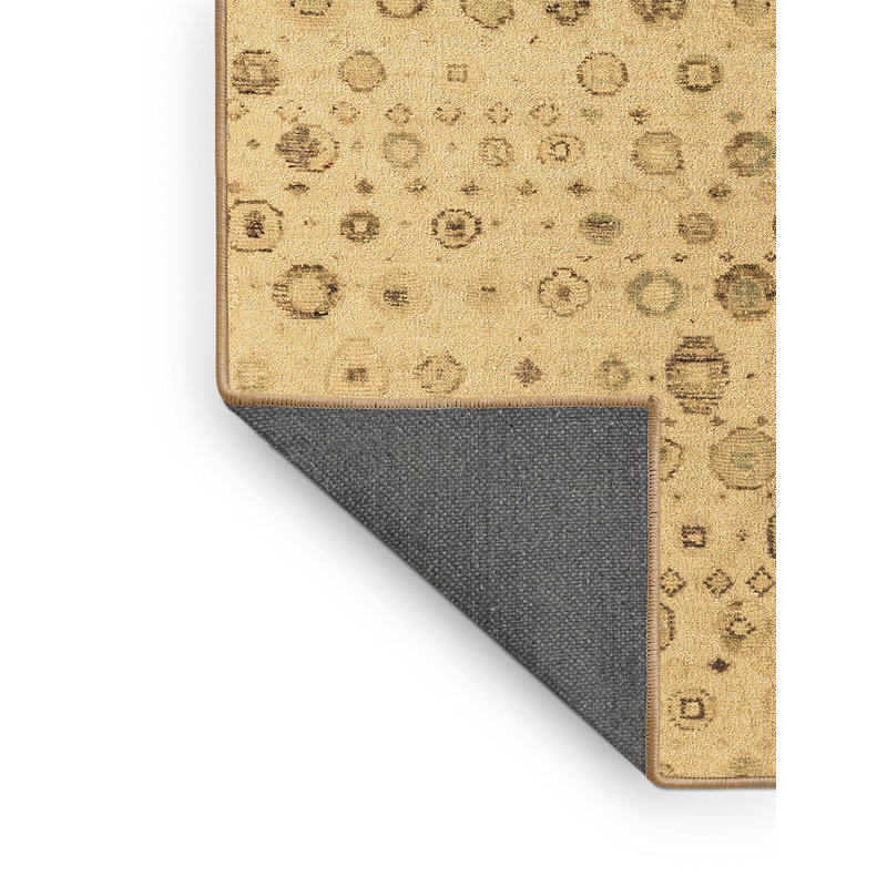 Tapis en laine / polyester tissé à la machine à pois brun clair, Tapis de couloir 2 pi x 5 pi