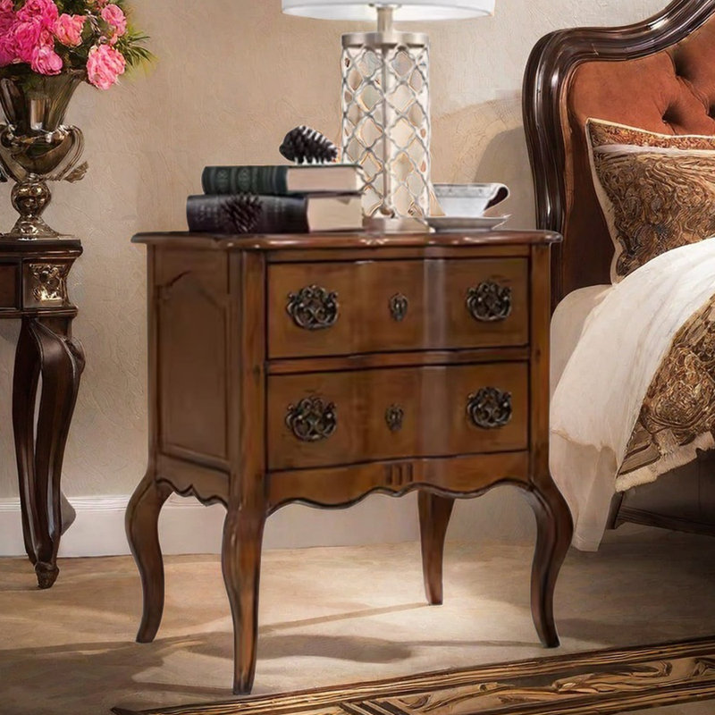 Multi-Functional 2-Drawer Nightstand Accent Chest, Walnut
