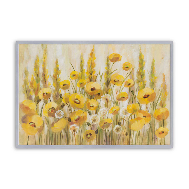 «Yellow Field» par Silvia Vassileva, reproduction d'art, H 24 po x l 36 po, Argent argent