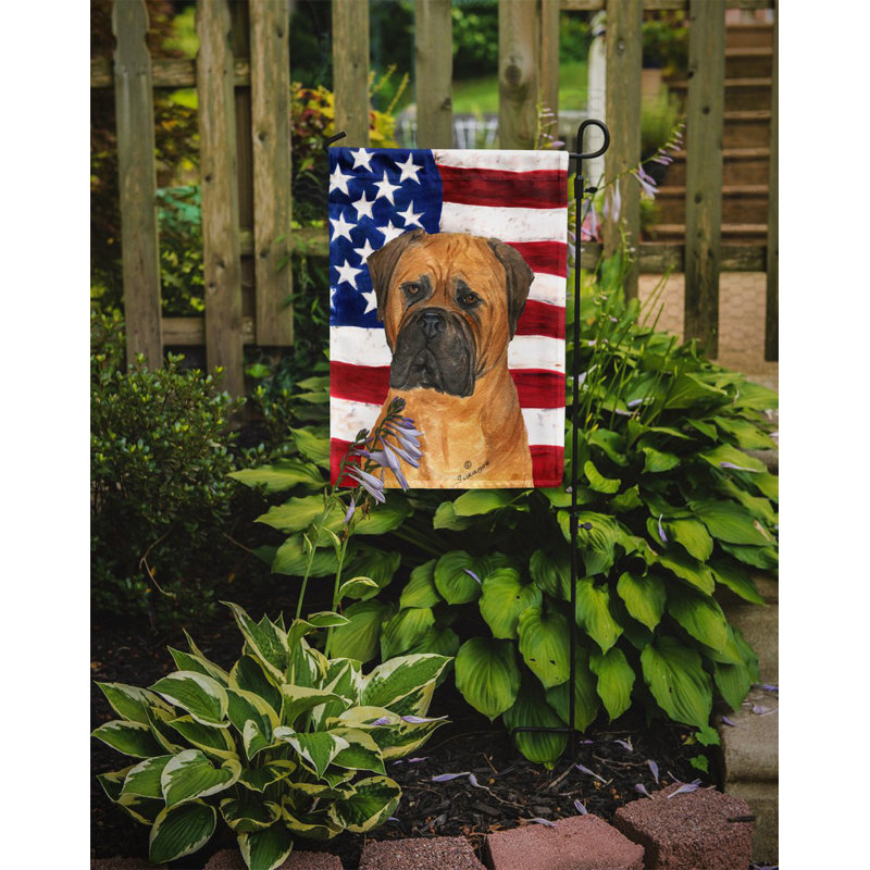 2 côtés en polyester de 2 côtés american drapeau de jardin, Bull-mastiff 1