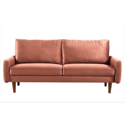 Modern Velvet Sofa, European Sleek Design Couch with Tapered Wooden Legs for Living Room