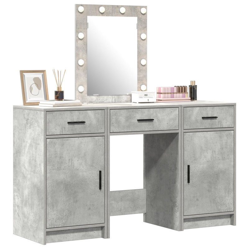 Dressing Table with Mirror, Concrete Grey