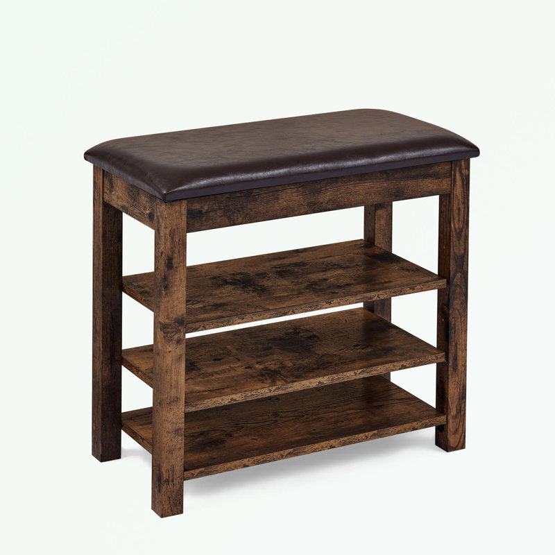 Banc à langer avec siège et tablettes ouvertes, Marron foncé