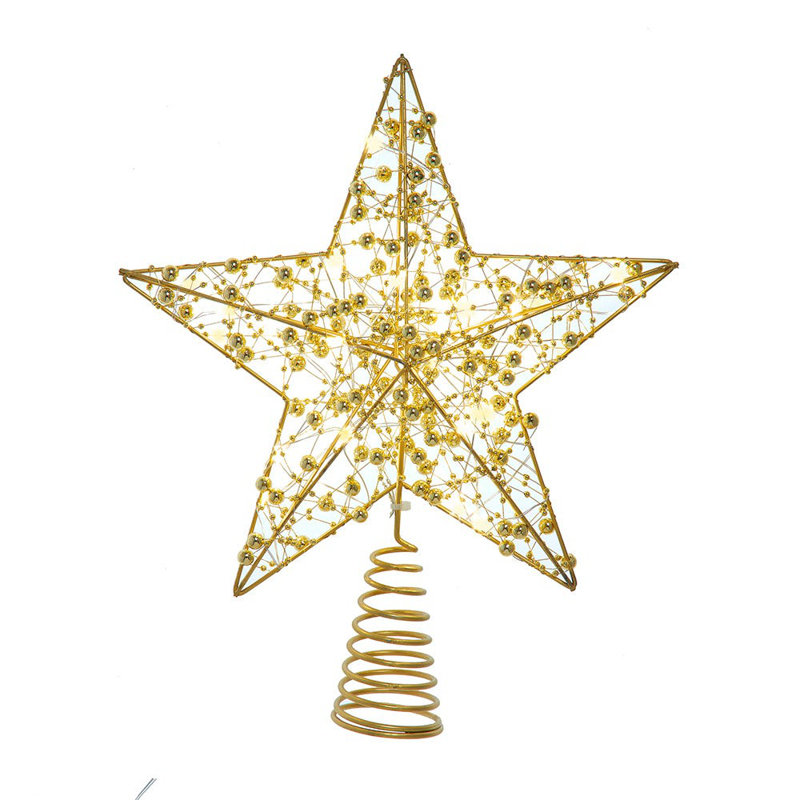 Décoration pour sommet de sapin étoile en métal doré à 5 points lumineux à DEL 11,8 pouces Kurt Adler