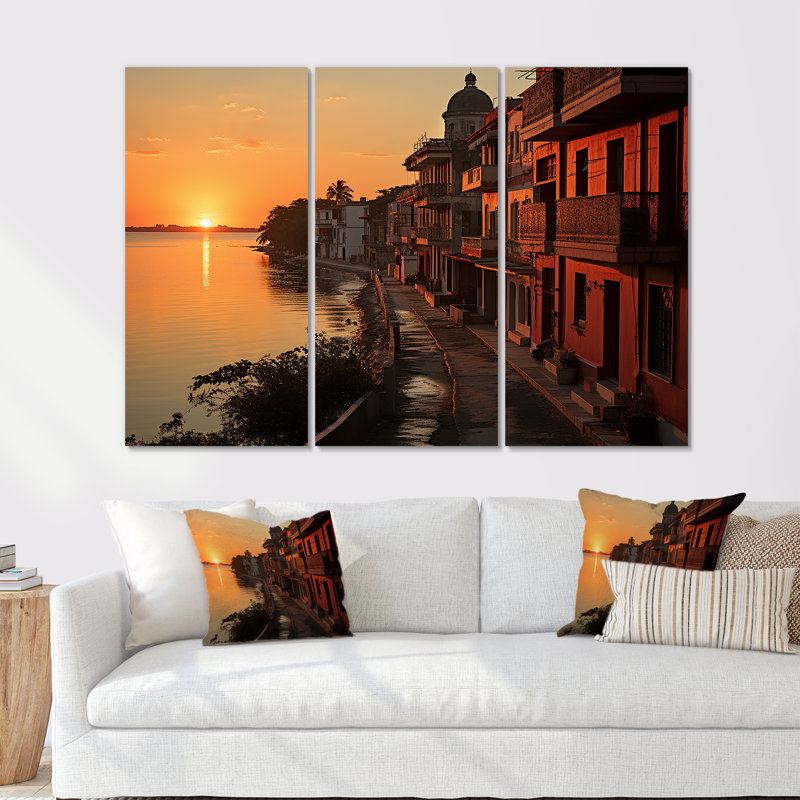 Havana Sunset Panorama - Ensemble de décorations murales Cuba, H 40 po x l 60 po x P 1 po