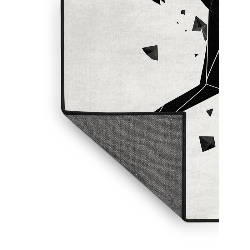 Tapis kangourou moderne moelleux et moelleux en blanc à motif géométrique Abson, 4 x 6