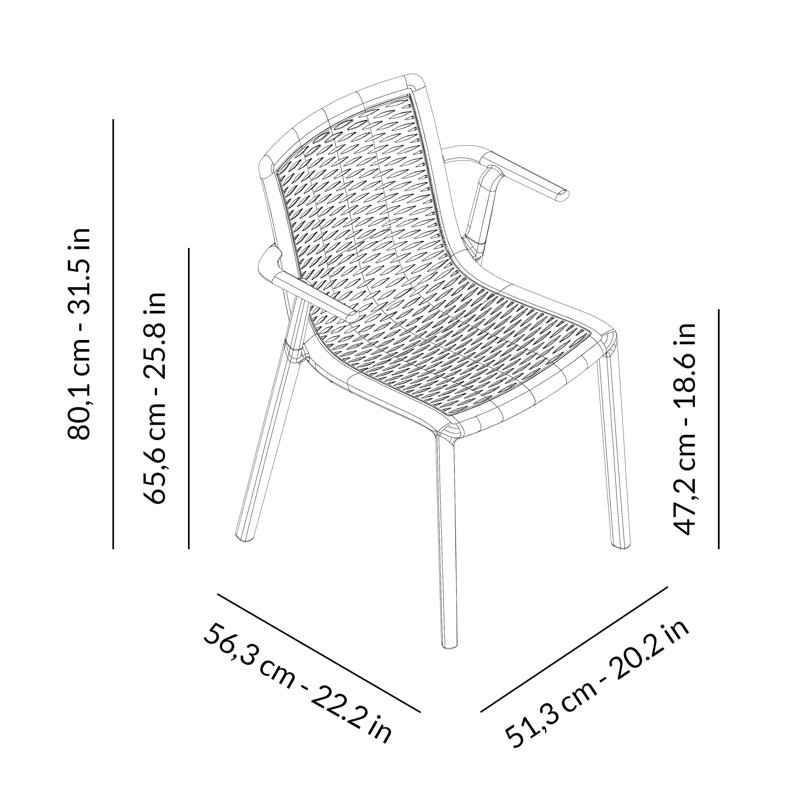 Netkat Outdoor Dining Armchair, Black