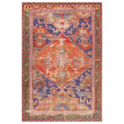 Damaya Machine Washable Power Loomed Performance Orange/Purple Rug