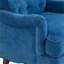Fauteuil d'appoint rembourré bleu foncé par, fauteuil de lecture confortable pour le salon et la chambre à coucher, coussin à ressorts avec pieds en bois massif rétro, capacité de poids de 300 lb