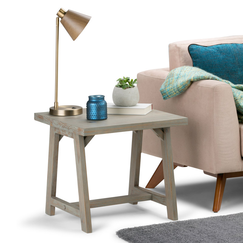 Sawhorse 22"W Solid Wood Square End Table, Brown