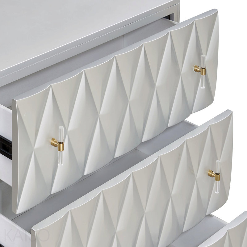 Metallic Silver And Champagne 3-Drawer Console Cabinet