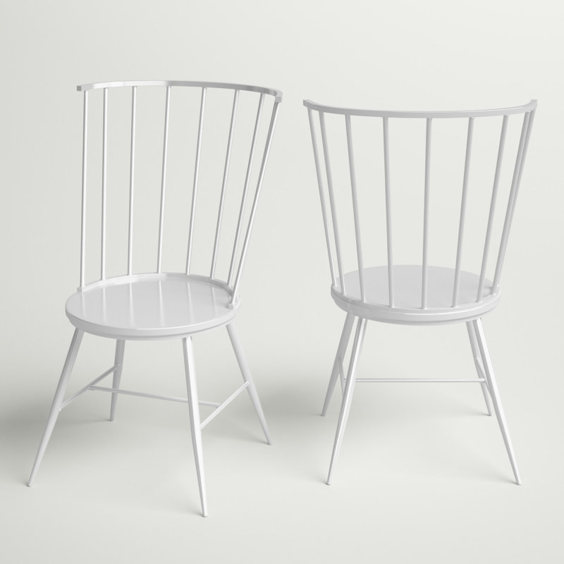 Kennamer Metal Slat Back Side Chair, White