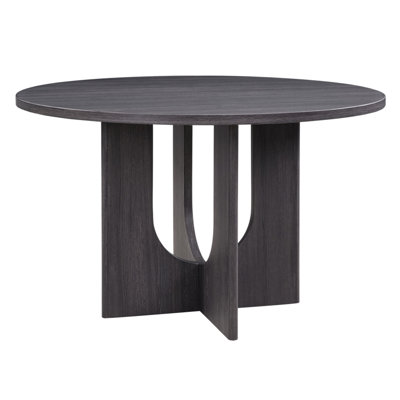 Modern Round Dining Table for 4, Farmhouse 47.3 inch Round Dining Table for Kitchen, Dining Room, Living Room, Antique Black