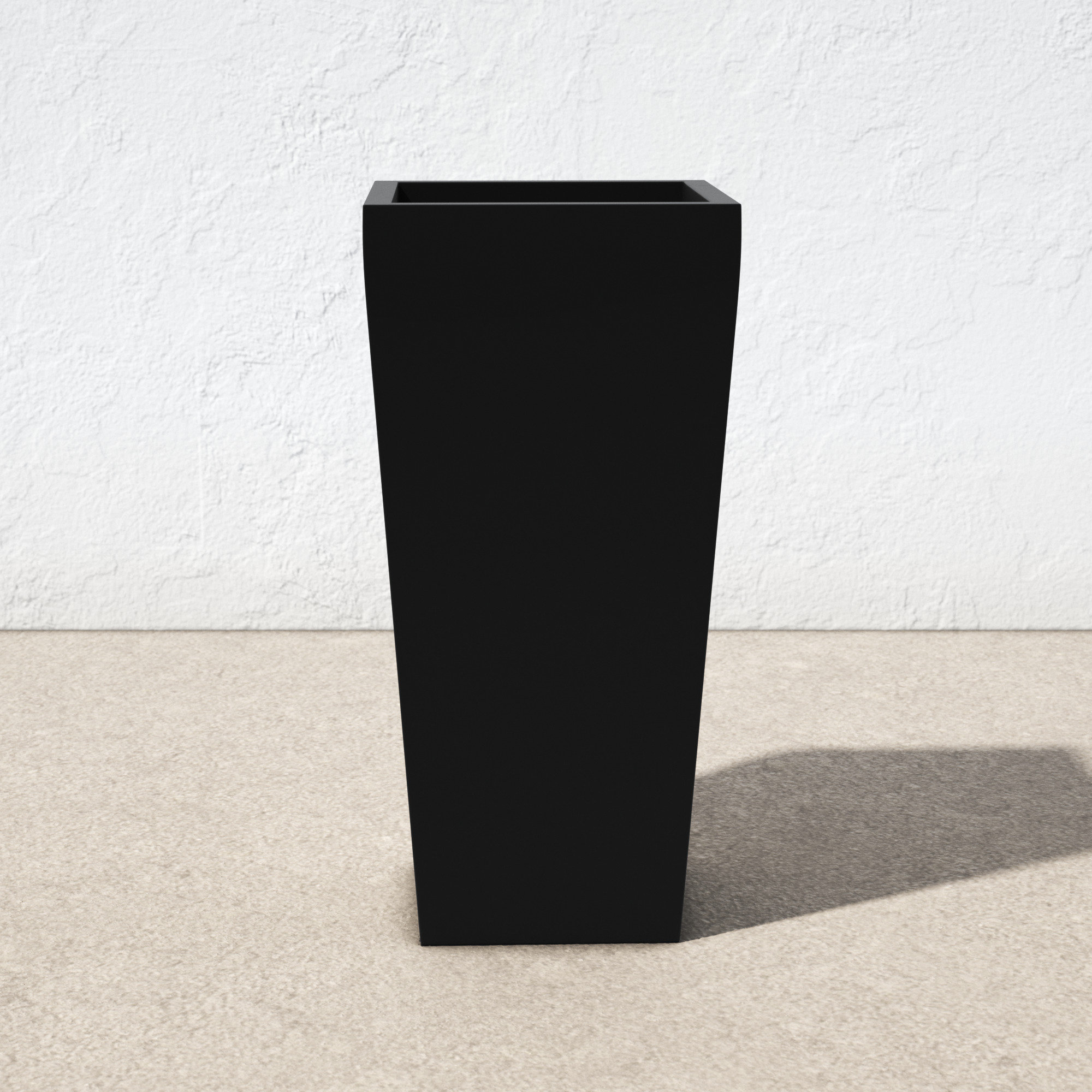 Robards Fiberglass Pot Planter, 26" H x 13" W x 13" D, Black