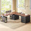 Bureau assis-debout électrique en forme de L de style ferme de 23,6 po de profondeur-560124885-561858227