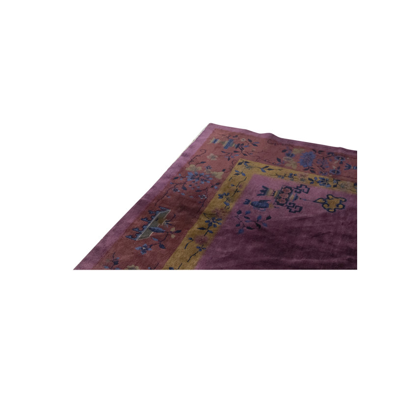 Hand-Knotted High-Quality Purple and Rust Area Rug