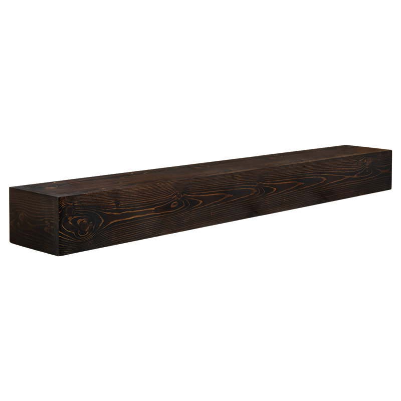 Haynor Solid Wood Fireplace Mantel Floating Shelf, 60", Dark Walnut, 9"