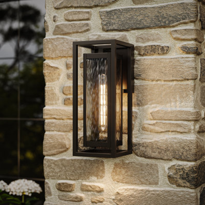 Applique murale d'extérieur 1 lumière 19,5 "avec verre d'eau transparent Shaw en bronze antique Shaw