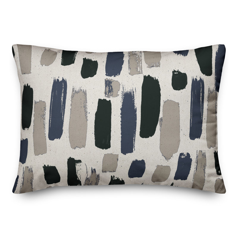  Paint Strokes Outdoor Rectangular Pillow Cover & Insert, Black/Blue