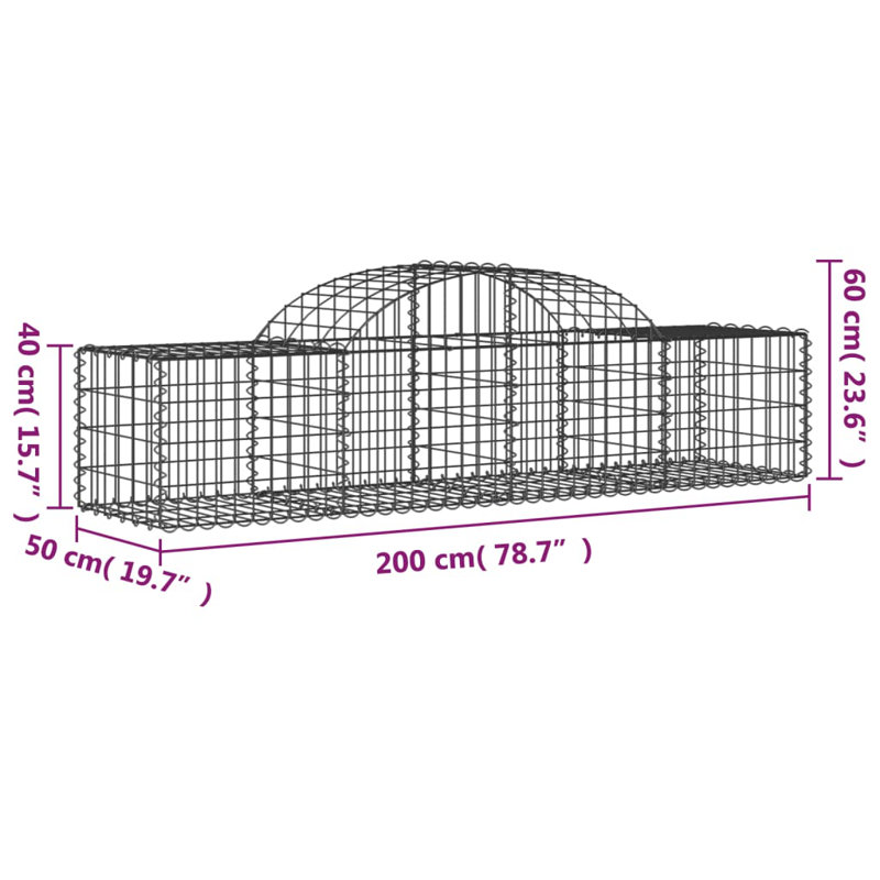 Briceida Silver Gabion Baskets, 60cm H x 200cm W x 50cm D
