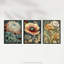 Elegant Single Anemone Chrysanthemum Freesia Flowers Floral - 3 Piece No Frame Print Set-504220358