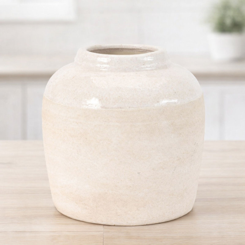 Two-Tone Stoneware Vase 6"H, 6.3"