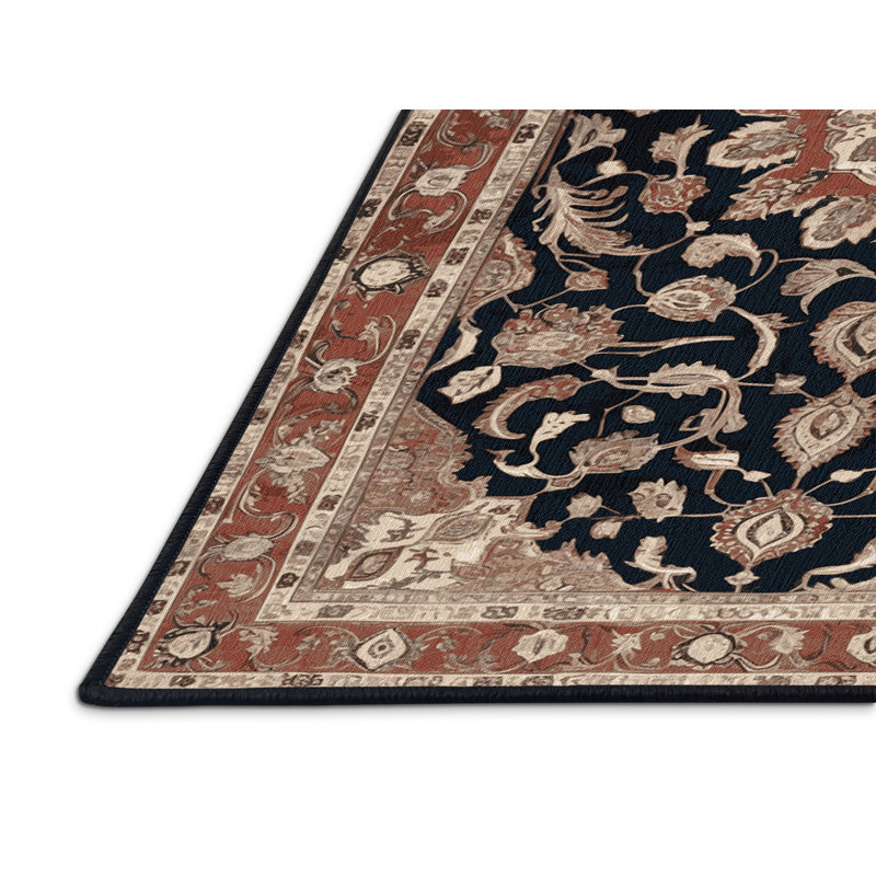 Machine Washable Persian Brown Area Rug, Round 6'