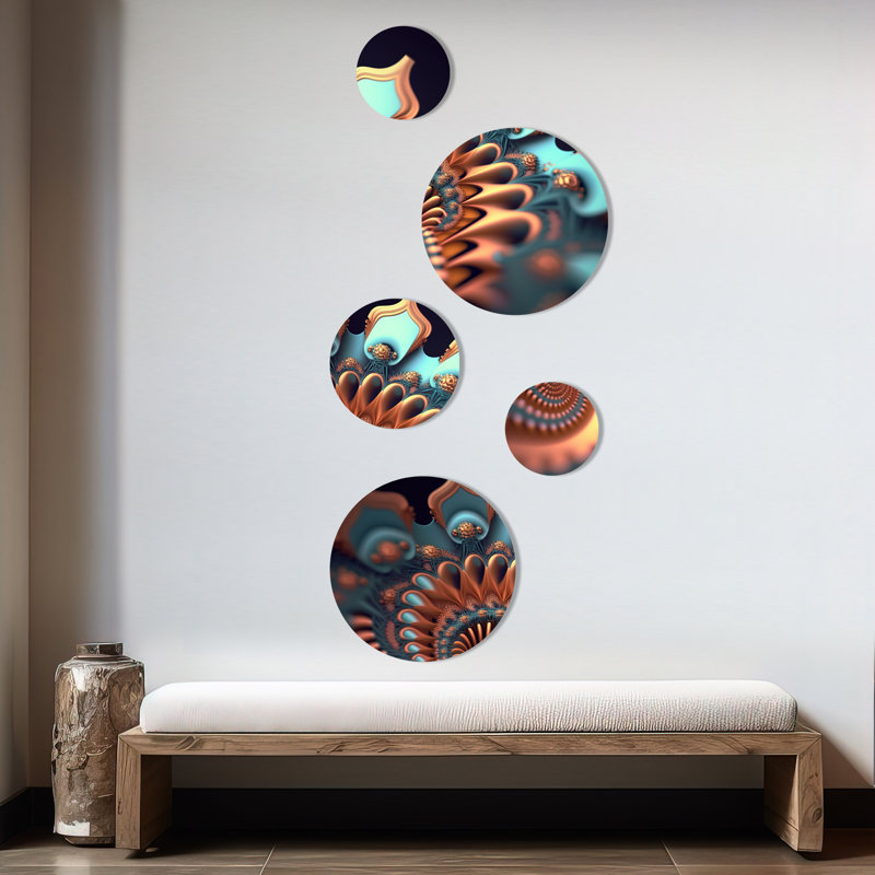 Pastel Fractal Spiral Universe VI - Modern Geometric Metal Wall Décor