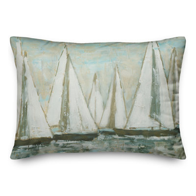 Painterly Sailboats Indoor/Outdoor Throw Pillow