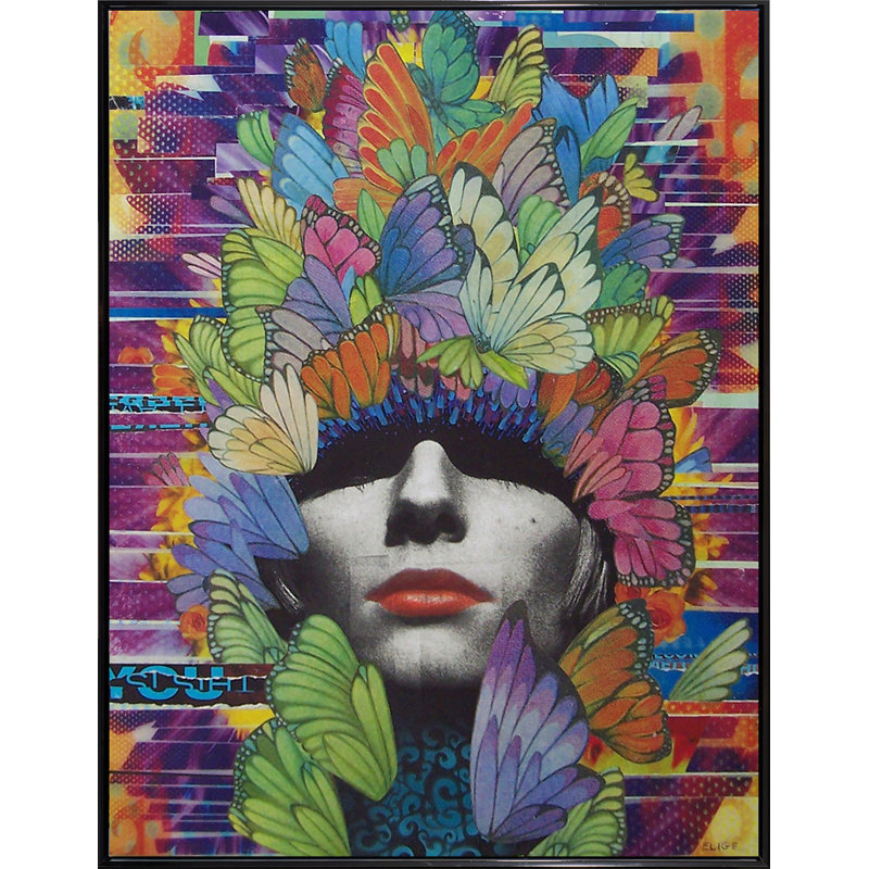 Nectar Print by Elige, Black Floater Framed, Purple/Dark Blue