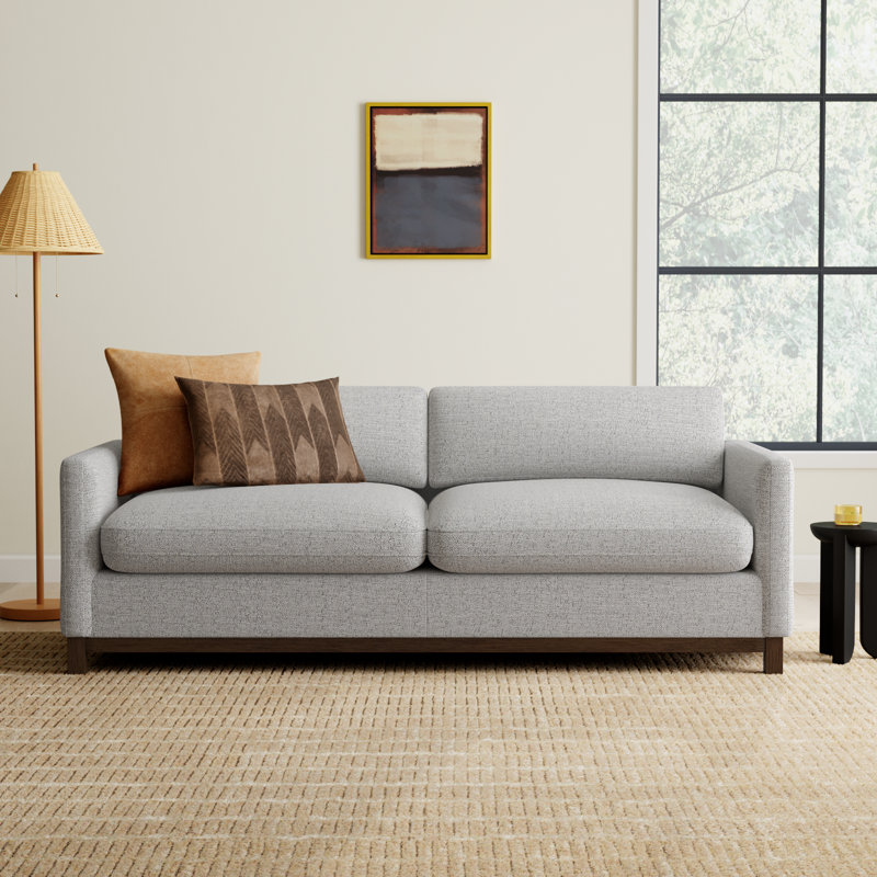 Liz Upholstered Sofa, Dark Brown, 32.28"H x 101.97"W x 39.37"D, Flannigan Cotton Tweed